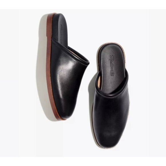 Madewell The Louisa Mule Black Leather Sleek Slip-Ons minimalist size 8.5 - Picture 1 of 11
